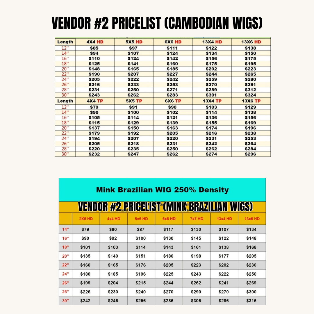 PREMIUM VIRGIN VENDOR LIST - Queen's Kloset